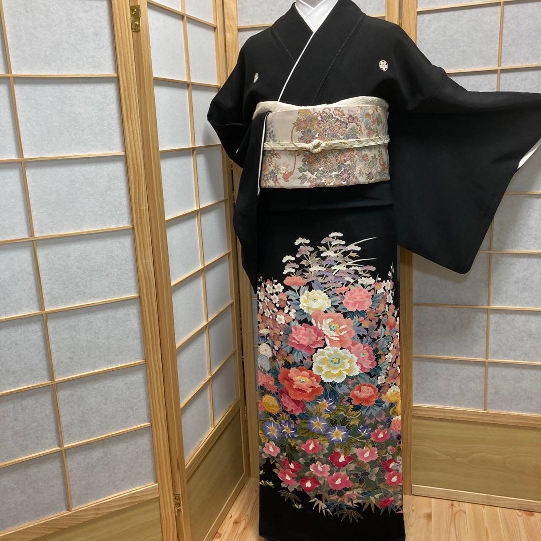 3409# Japanese Tomesode Kimono Vintage Womens Silk Fabric Robe Kimono only sold