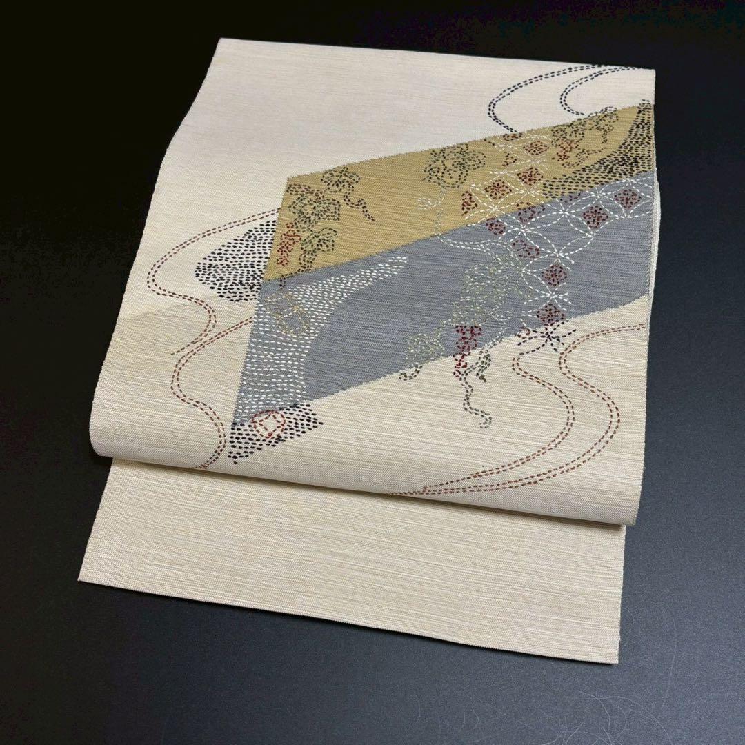 6162# Japanese Vintage Nagoya Obi Belt Kimono Pongee Fabric Silk Traditional