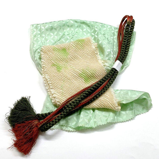 4641# Japanese Kimono Accessory Obiage and Obijime 2-piece Set Silk Shibori