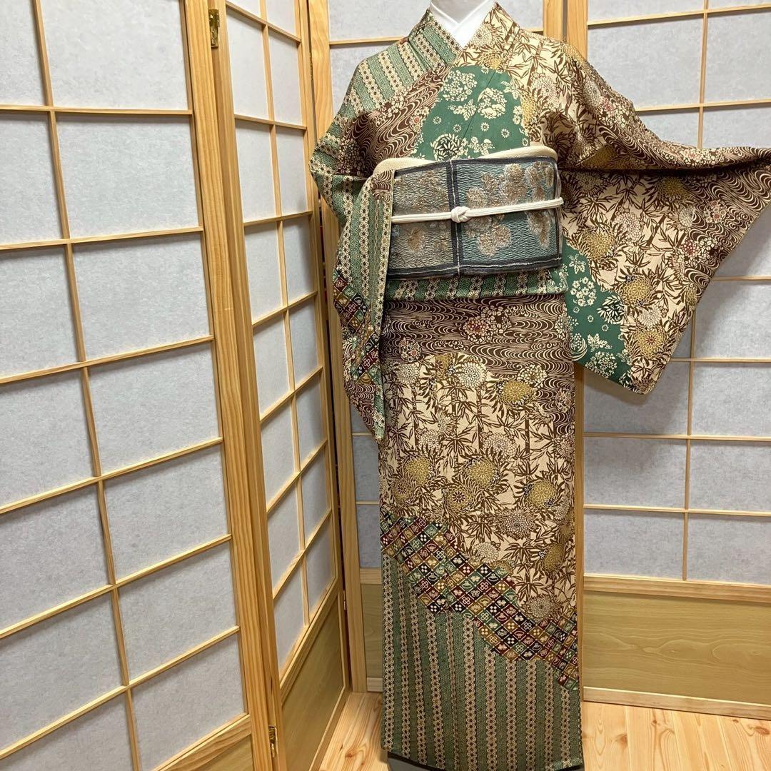 8083# Japanese Kimono Vintage Womens Silk Fabric Robe Kimono only sold