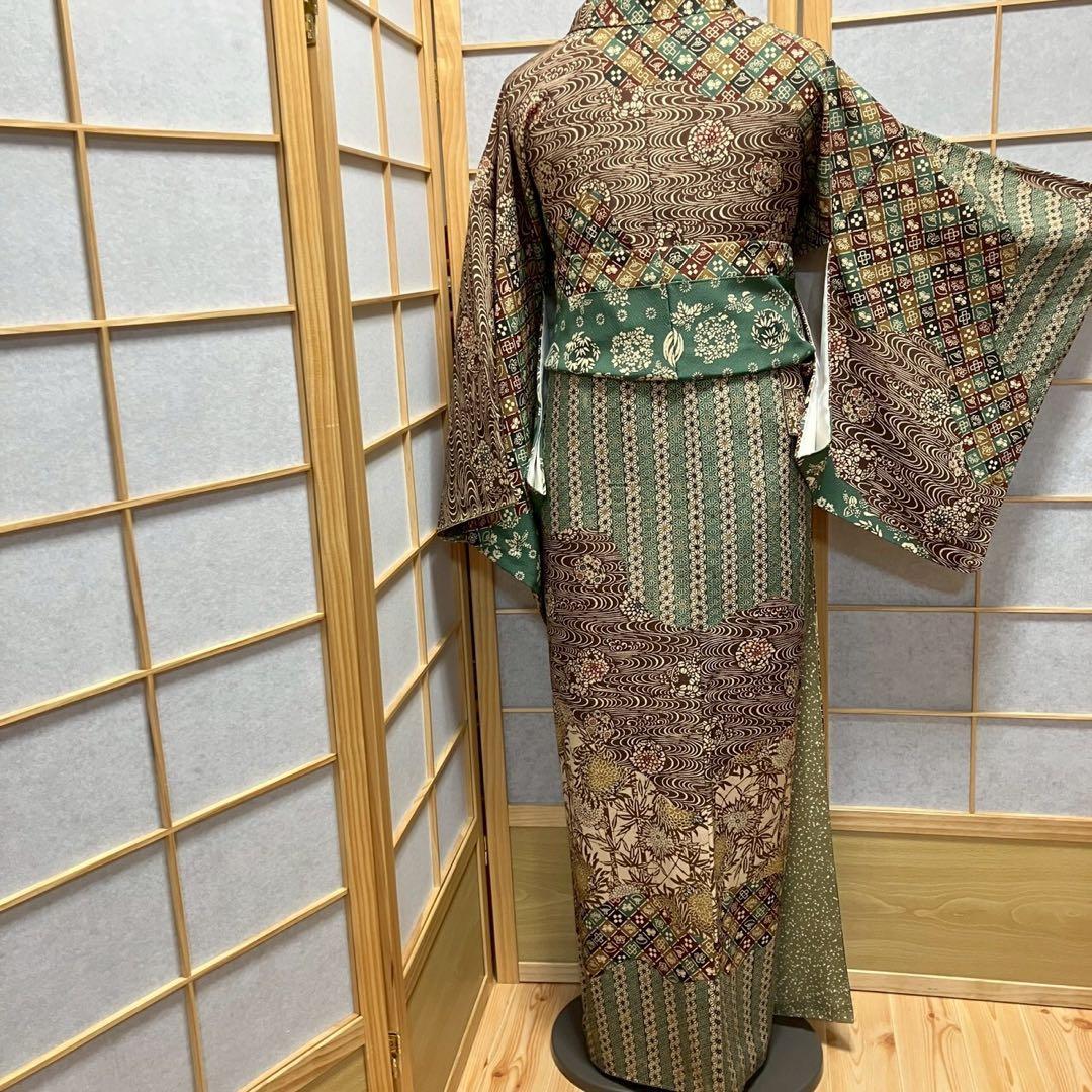 8083# Japanese Kimono Vintage Womens Silk Fabric Robe Kimono only sold