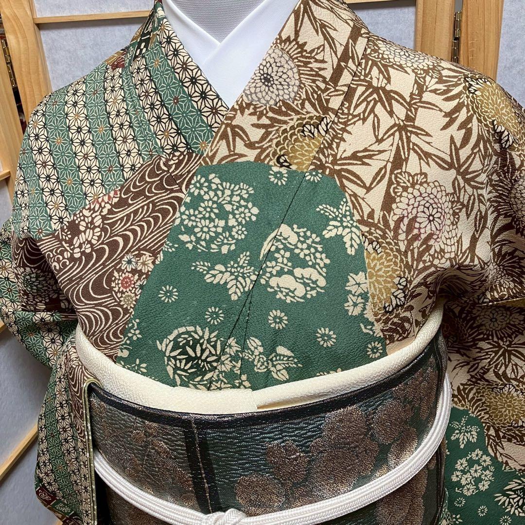 8083# Japanese Kimono Vintage Womens Silk Fabric Robe Kimono only sold