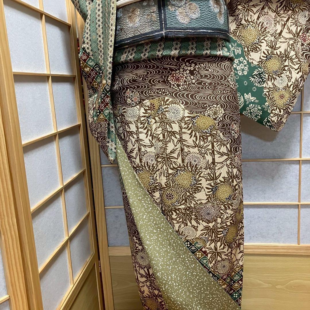 8083# Japanese Kimono Vintage Womens Silk Fabric Robe Kimono only sold