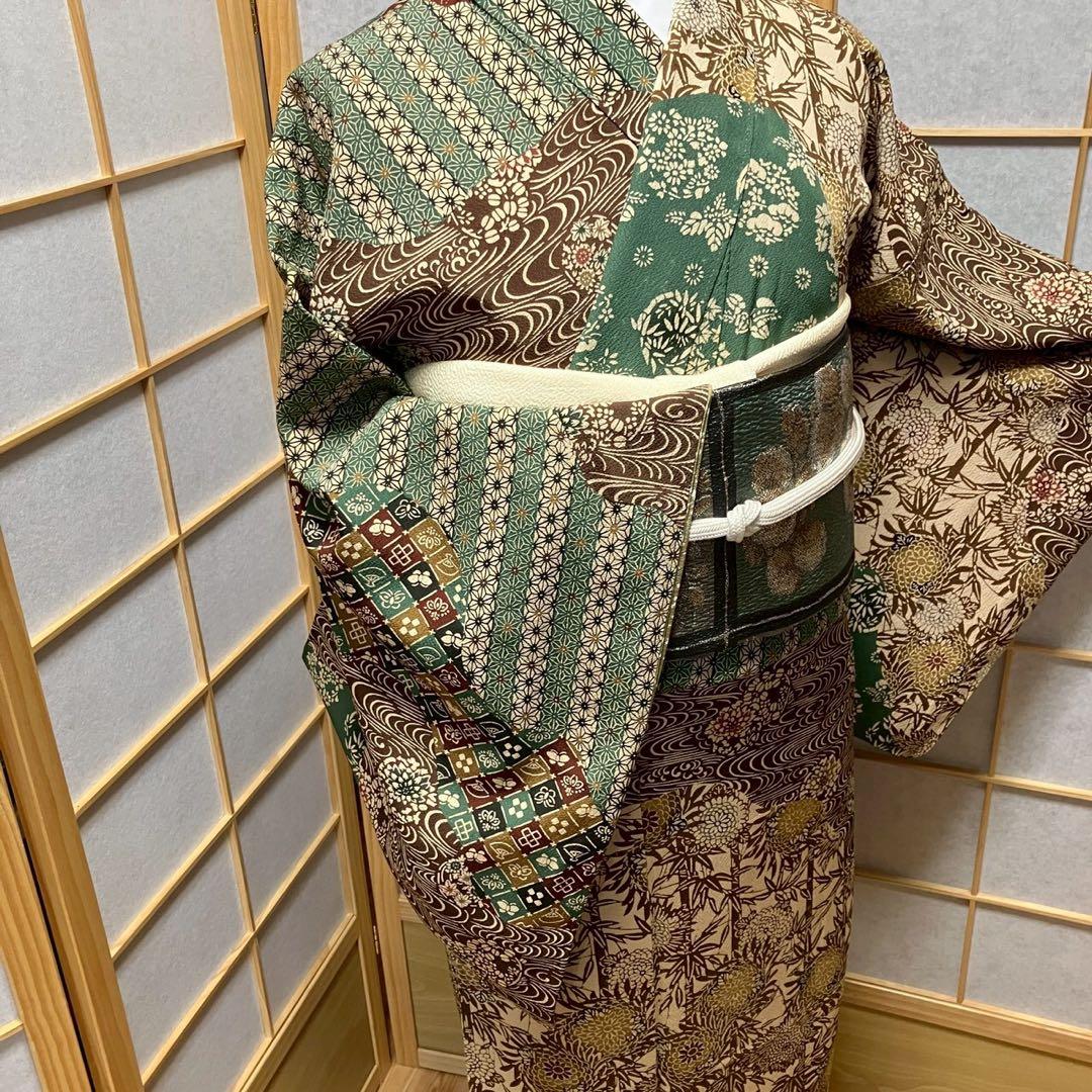 8083# Japanese Kimono Vintage Womens Silk Fabric Robe Kimono only sold
