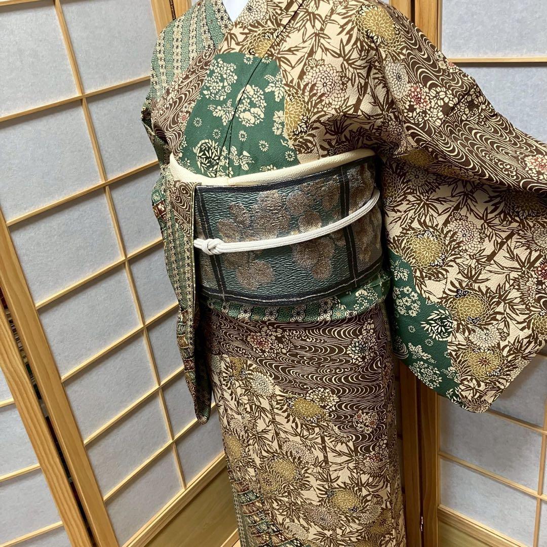 8083# Japanese Kimono Vintage Womens Silk Fabric Robe Kimono only sold
