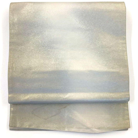4899# Japanese Vintage Fukuro Obi Belt Kimono Fabric Silk Traditional Silver