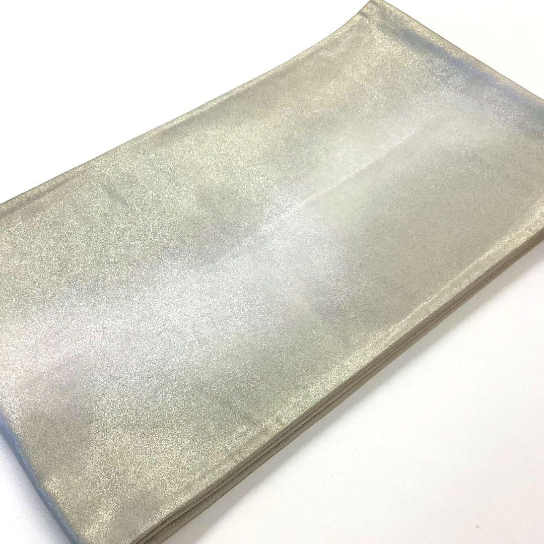 4899# Japanese Vintage Fukuro Obi Belt Kimono Fabric Silk Traditional Silver
