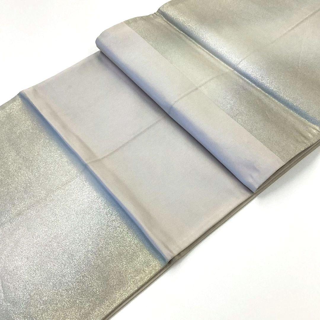 4899# Japanese Vintage Fukuro Obi Belt Kimono Fabric Silk Traditional Silver