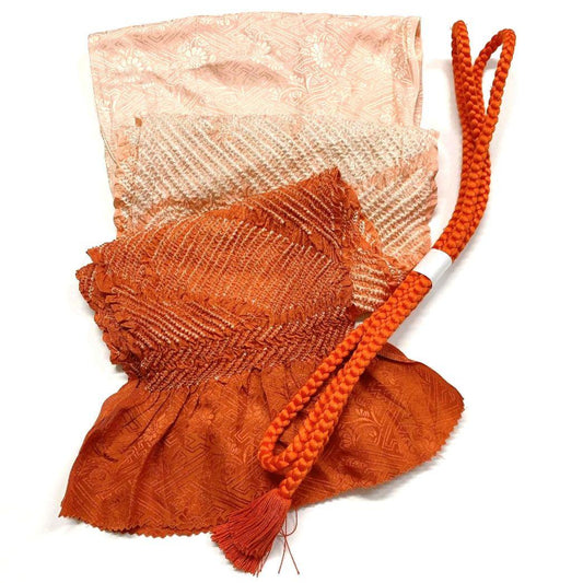 3403# Japanese Kimono Accessory Obiage and Obijime 2-piece Set Silk Shibori