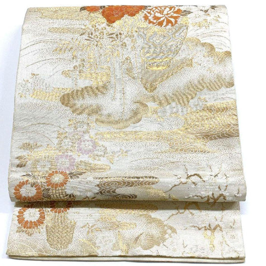 4128# Japanese Vintage Fukuro Obi Belt Kimono Fabric Silk Traditional