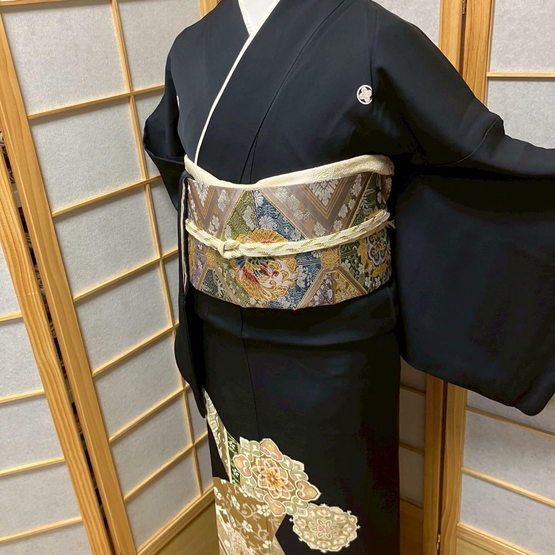 4412# Japanese Tomesode Kimono Vintage Womens Silk Fabric Robe Kimono only sold