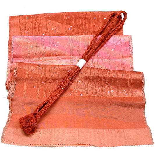4566# Japanese Kimono Accessory Vintage Obiage and Obijime 2-piece Set Silk