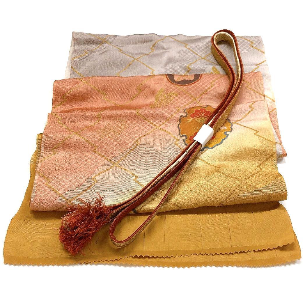4610# Japanese Kimono Accessory Vintage Obiage and Obijime 2-piece Set Silk