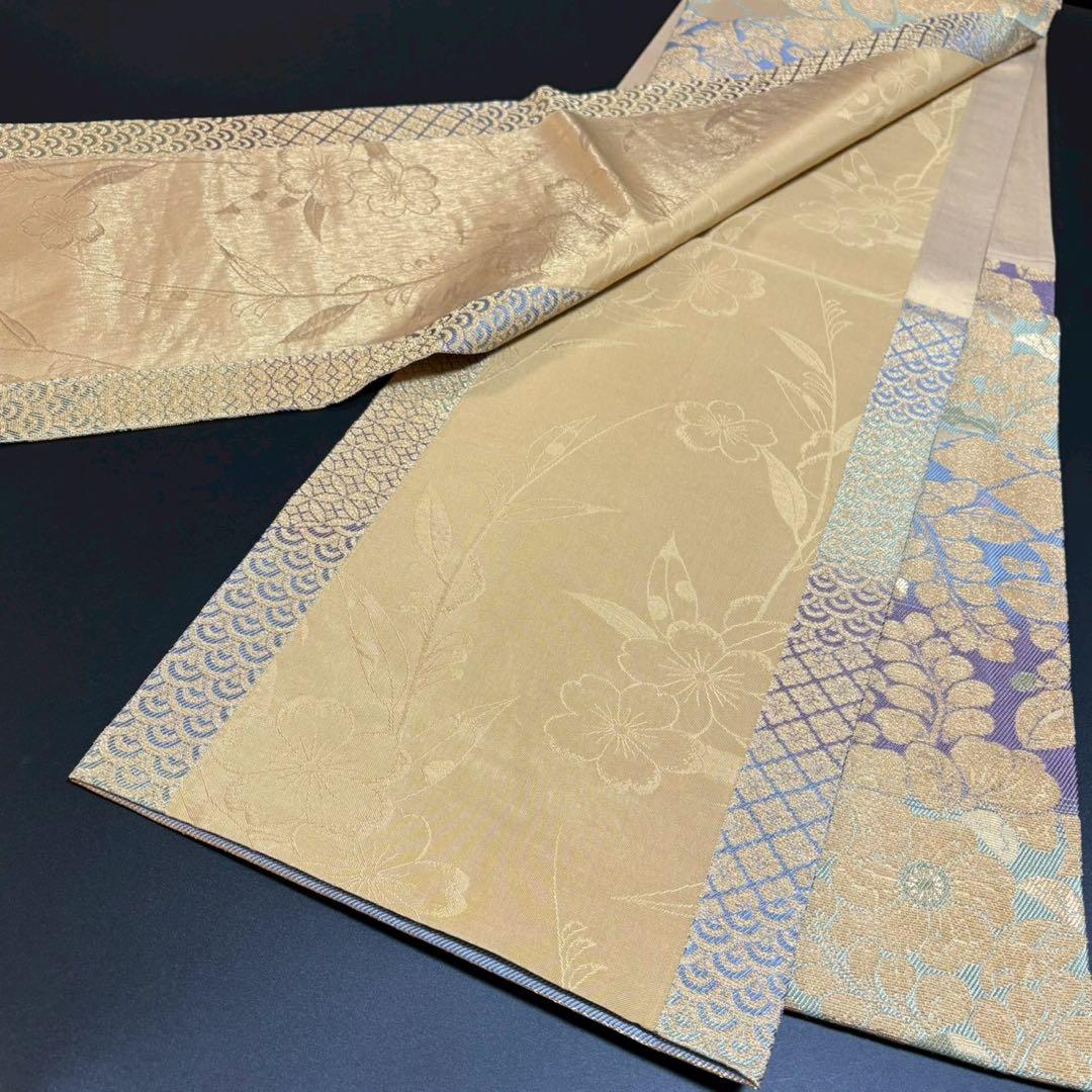 8479# Japanese Vintage Fukuro Obi Belt Kimono Fabric Silk Traditional