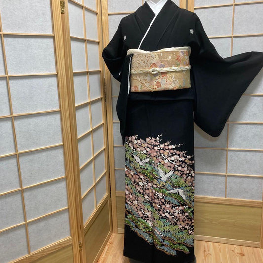 2273# Japanese Tomesode Kimono Vintage Womens Silk Fabric Robe Kimono only sold