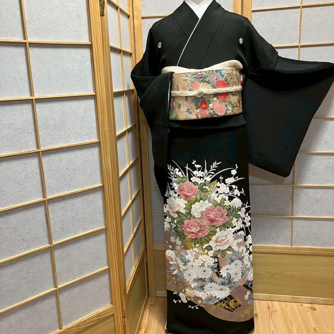 7217# Japanese Tomesode Kimono Vintage Womens Silk Fabric Robe Kimono only sold