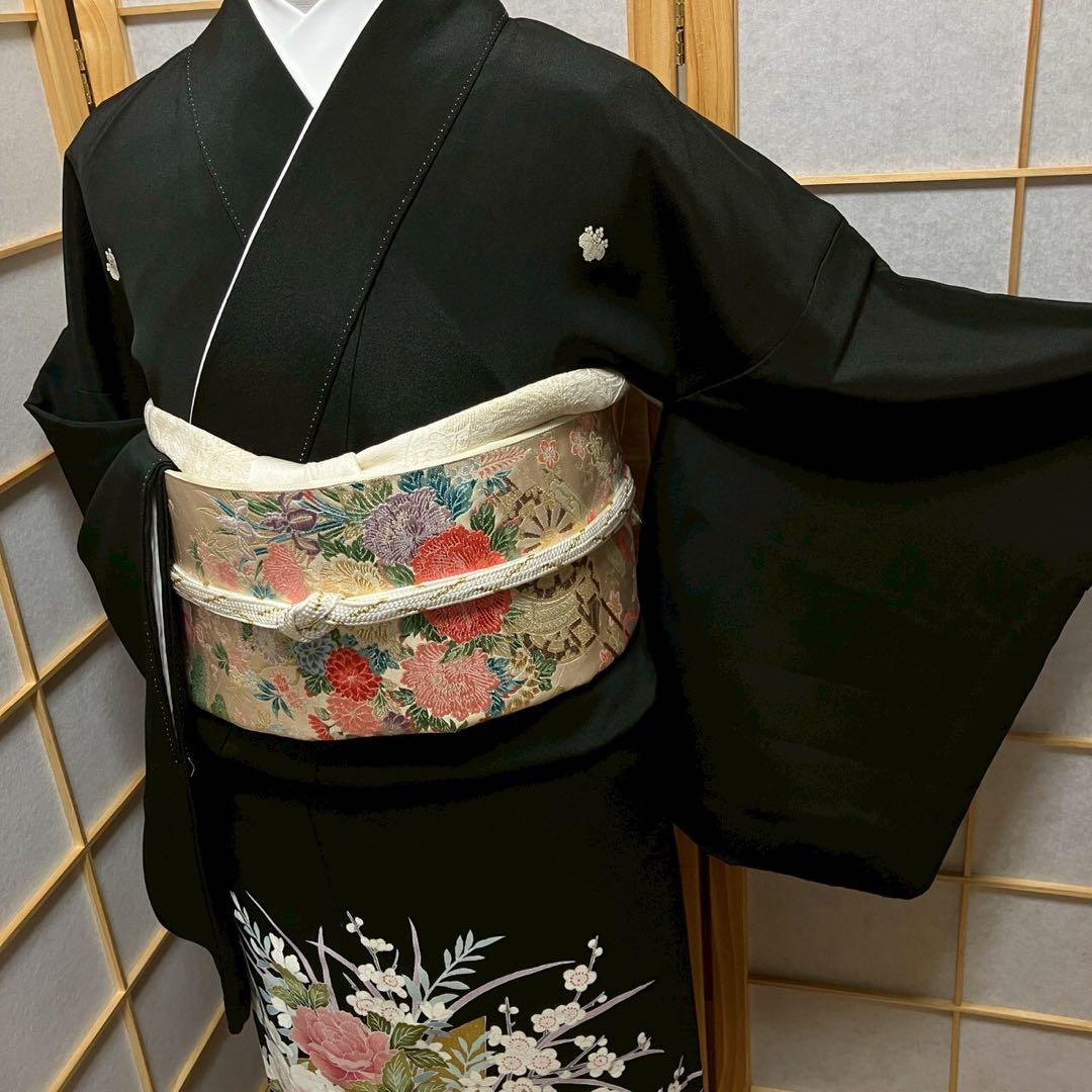 7217# Japanese Tomesode Kimono Vintage Womens Silk Fabric Robe Kimono only sold