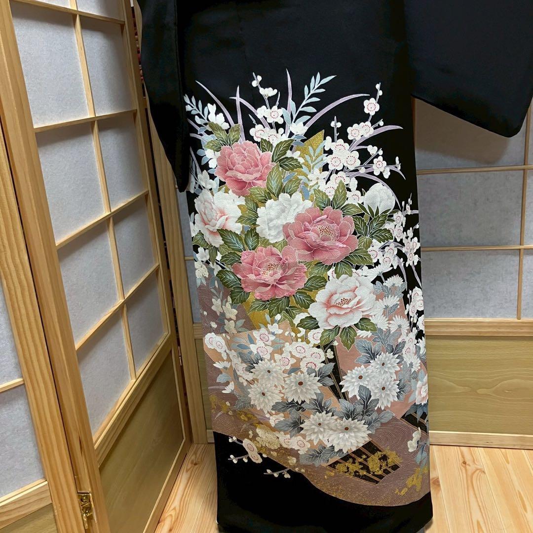 7217# Japanese Tomesode Kimono Vintage Womens Silk Fabric Robe Kimono only sold
