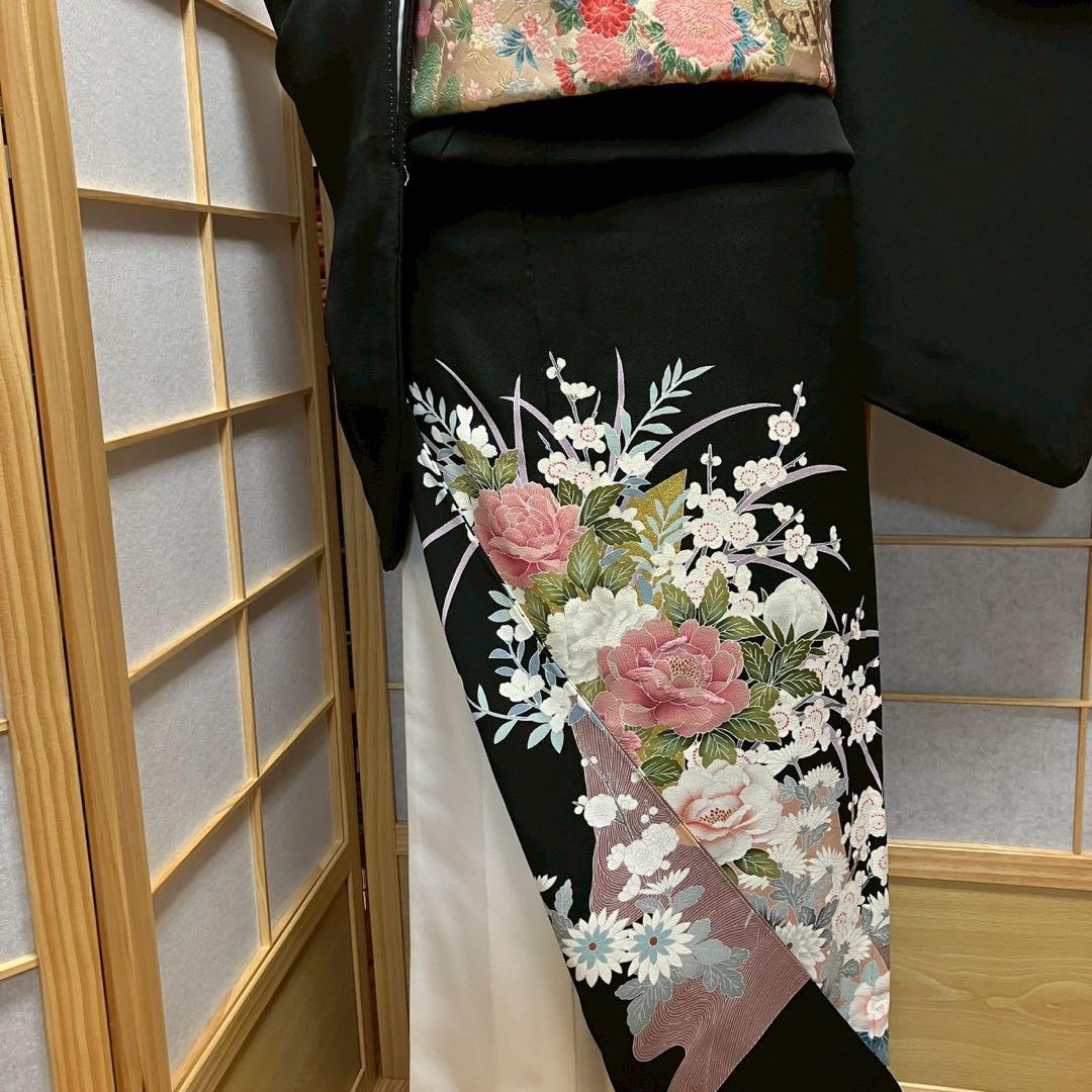 7217# Japanese Tomesode Kimono Vintage Womens Silk Fabric Robe Kimono only sold