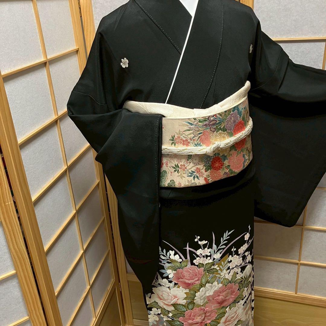 7217# Japanese Tomesode Kimono Vintage Womens Silk Fabric Robe Kimono only sold