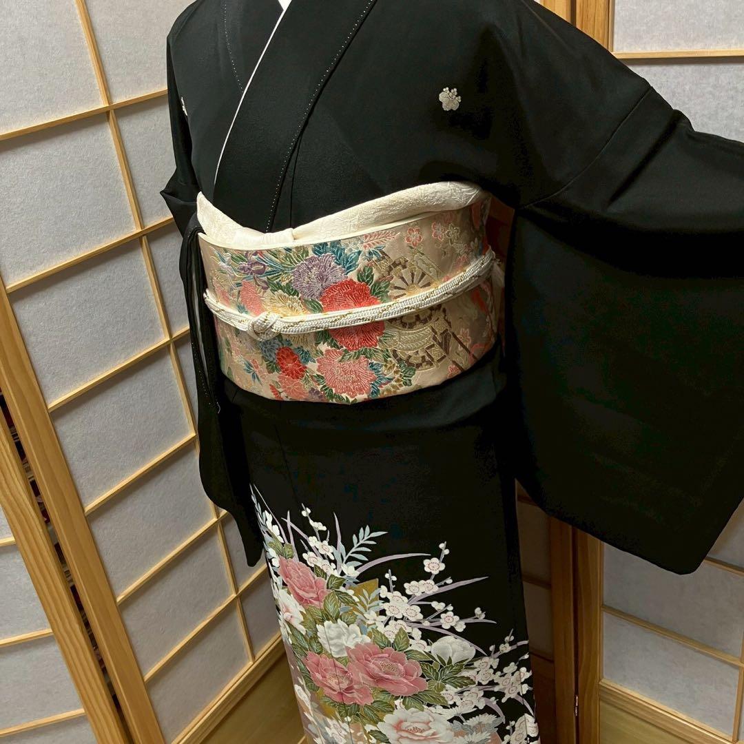 7217# Japanese Tomesode Kimono Vintage Womens Silk Fabric Robe Kimono only sold