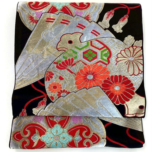 4778# Japanese Vintage Fukuro Obi Belt Kimono Fabric Silk Traditional Untailored