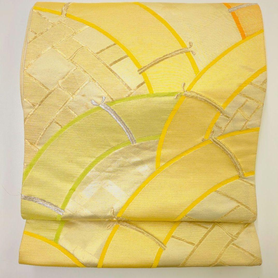 2522# Japanese Vintage Fukuro Obi Belt Kimono Fabric Silk Traditional Gold