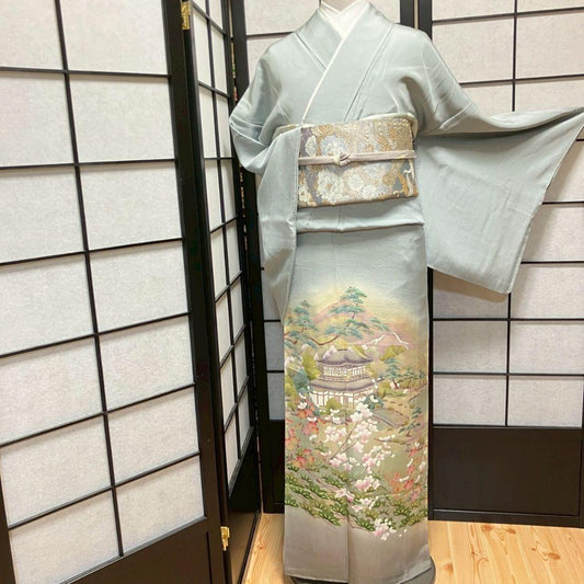 5470# Japanese Kimono Vintage Womens Silk Fabric Robe Kimono only sold