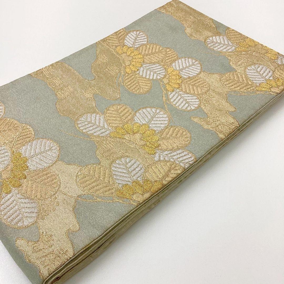 4977# Japanese Vintage Fukuro Obi Belt Kimono Fabric Silk Traditional 　