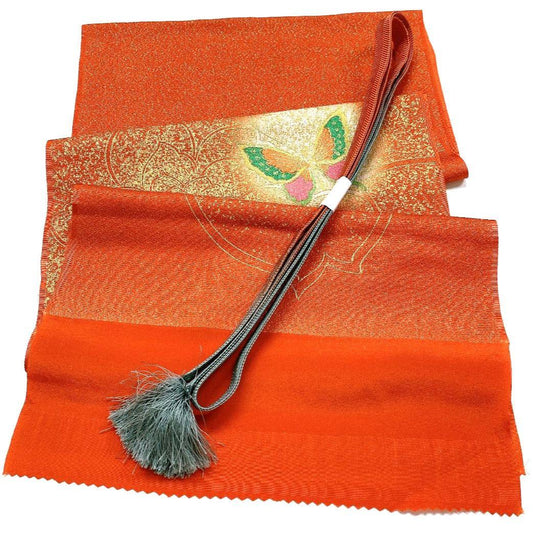 4046# Japanese Kimono Accessory Vintage Obiage and Obijime 2-piece Set Silk