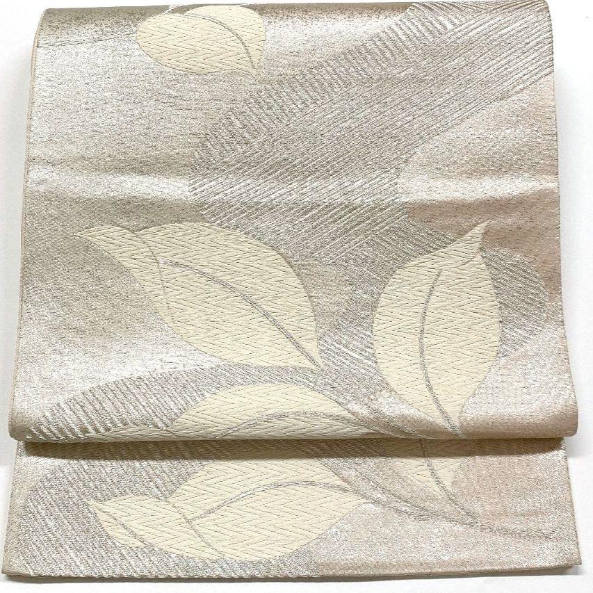 5062# Japanese Vintage Fukuro Obi Belt Kimono Fabric Silk Traditional Silver