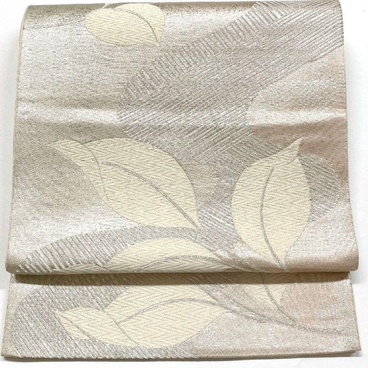 5062# Japanese Vintage Fukuro Obi Belt Kimono Fabric Silk Traditional Silver