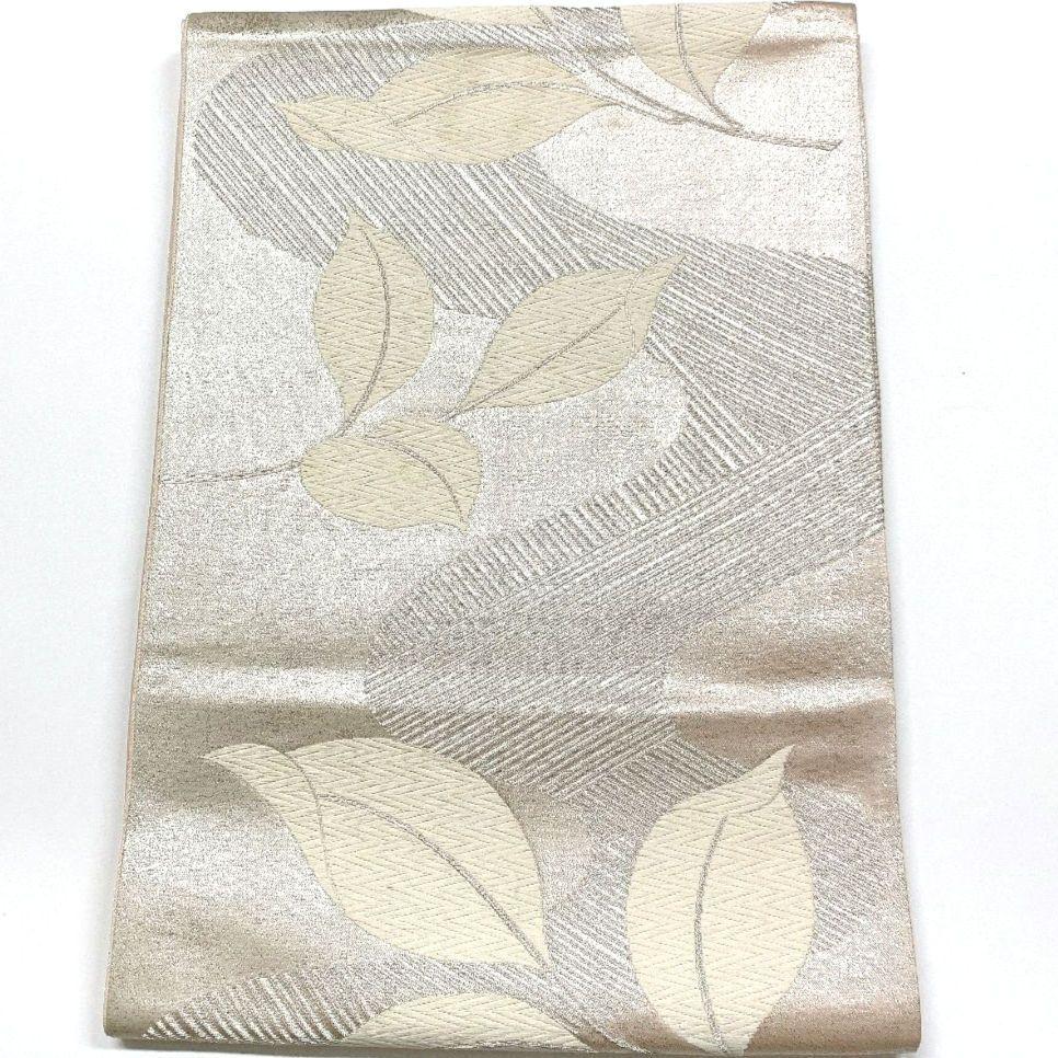 5062# Japanese Vintage Fukuro Obi Belt Kimono Fabric Silk Traditional Silver