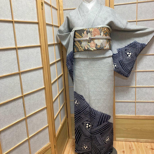 3912# Japanese Kimono Vintage Womens Silk Fabric Robe Kimono only sold Shibori