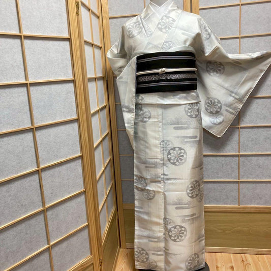 3932# Japanese Kimono Vintage Womens Silk Pongee Fabric Robe Kimono only sold