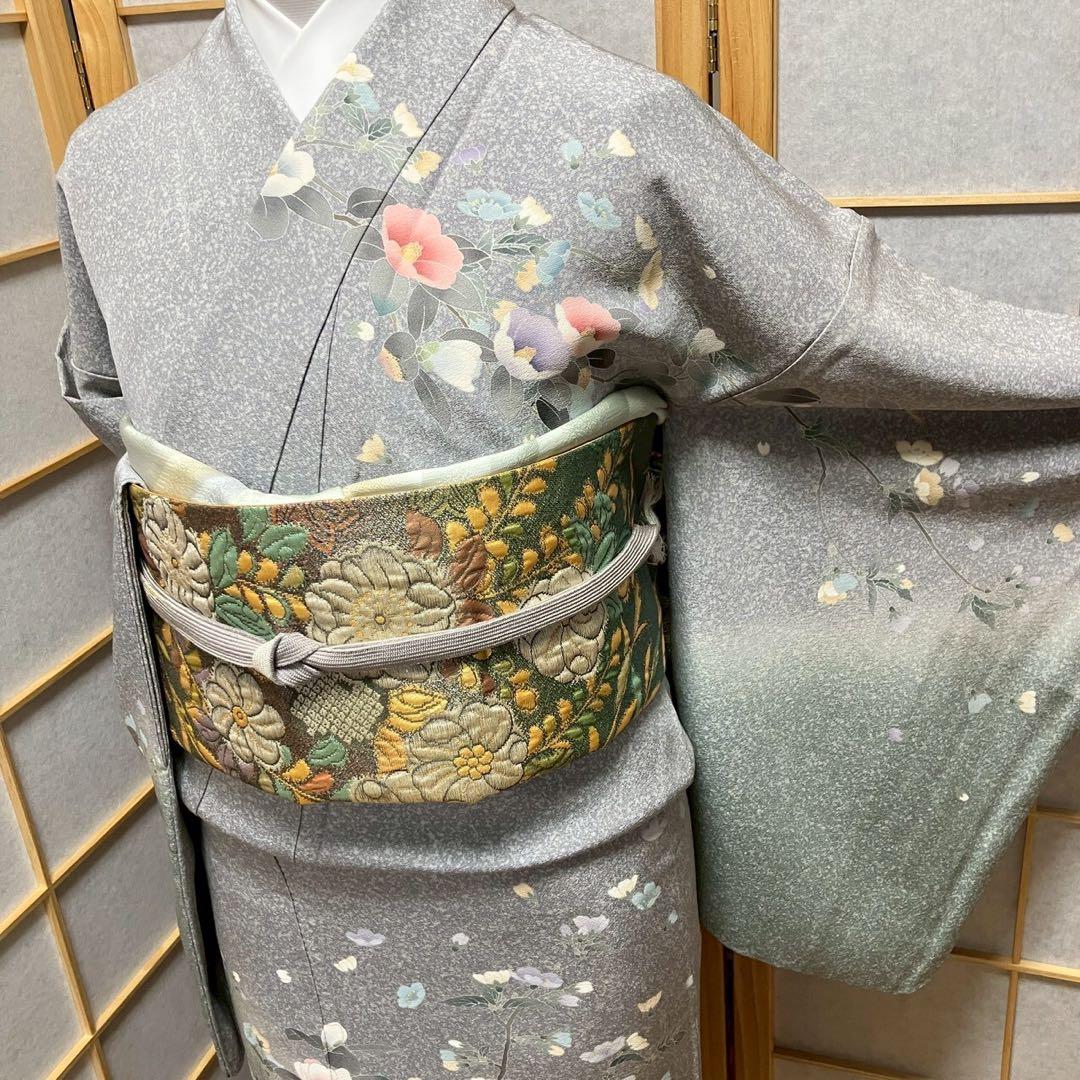 8087# Japanese Kimono Vintage Womens Silk Fabric Robe Kimono only sold