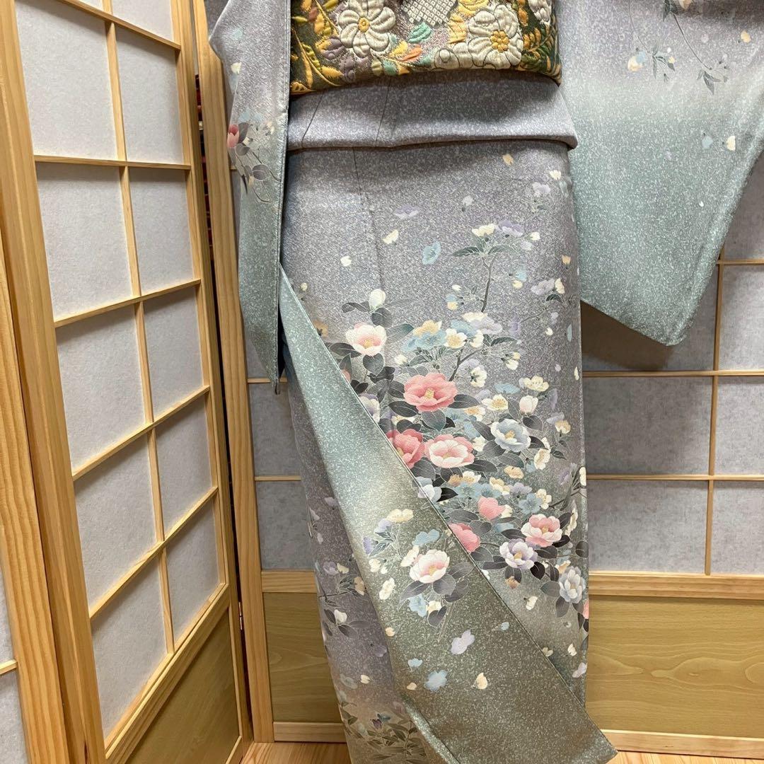 8087# Japanese Kimono Vintage Womens Silk Fabric Robe Kimono only sold