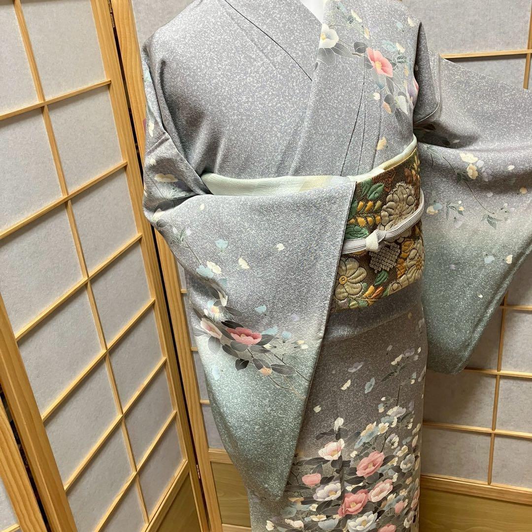 8087# Japanese Kimono Vintage Womens Silk Fabric Robe Kimono only sold