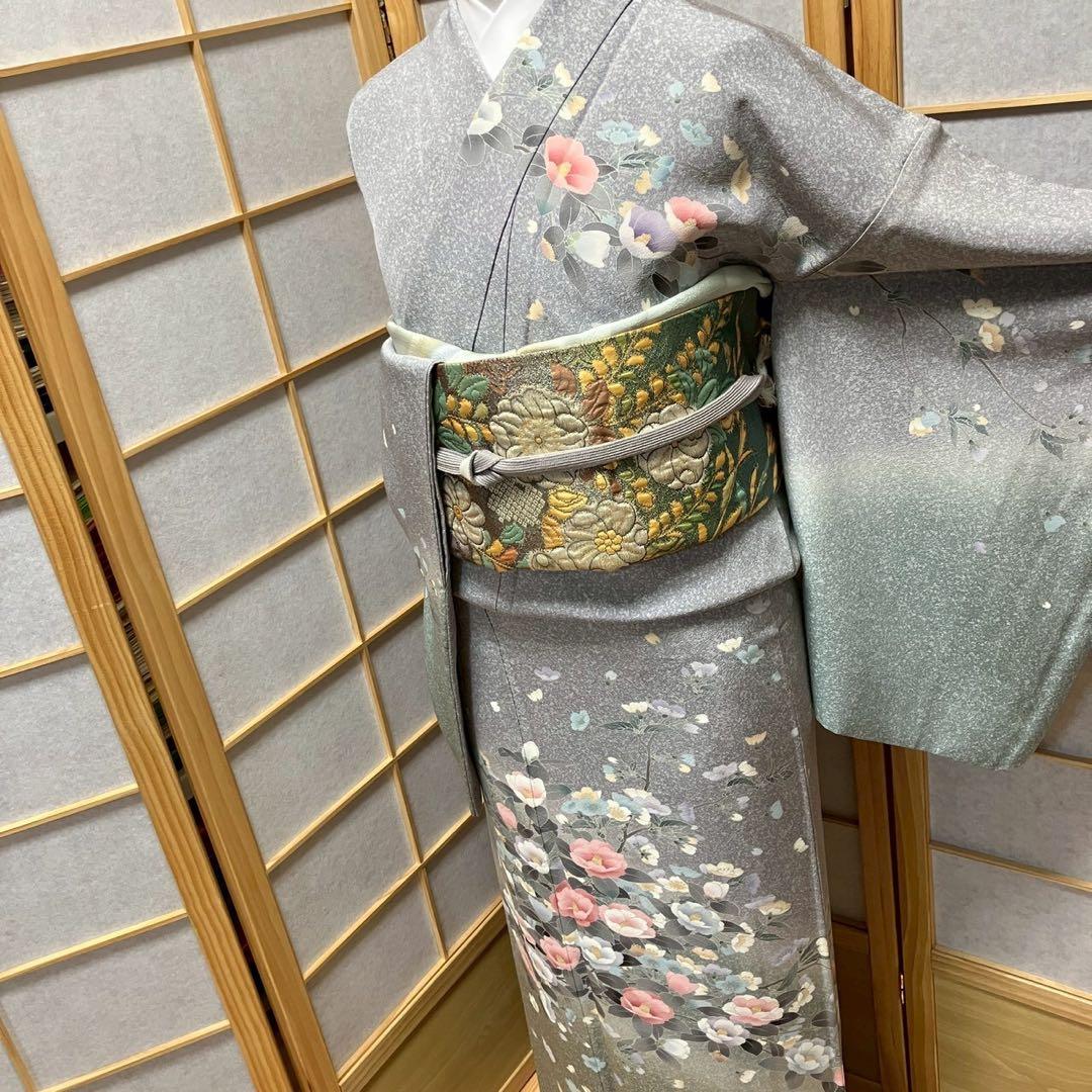 8087# Japanese Kimono Vintage Womens Silk Fabric Robe Kimono only sold