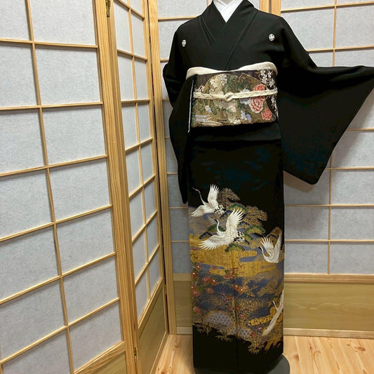 4436# Japanese Tomesode Kimono Vintage Womens Silk Fabric Robe Kimono only sold
