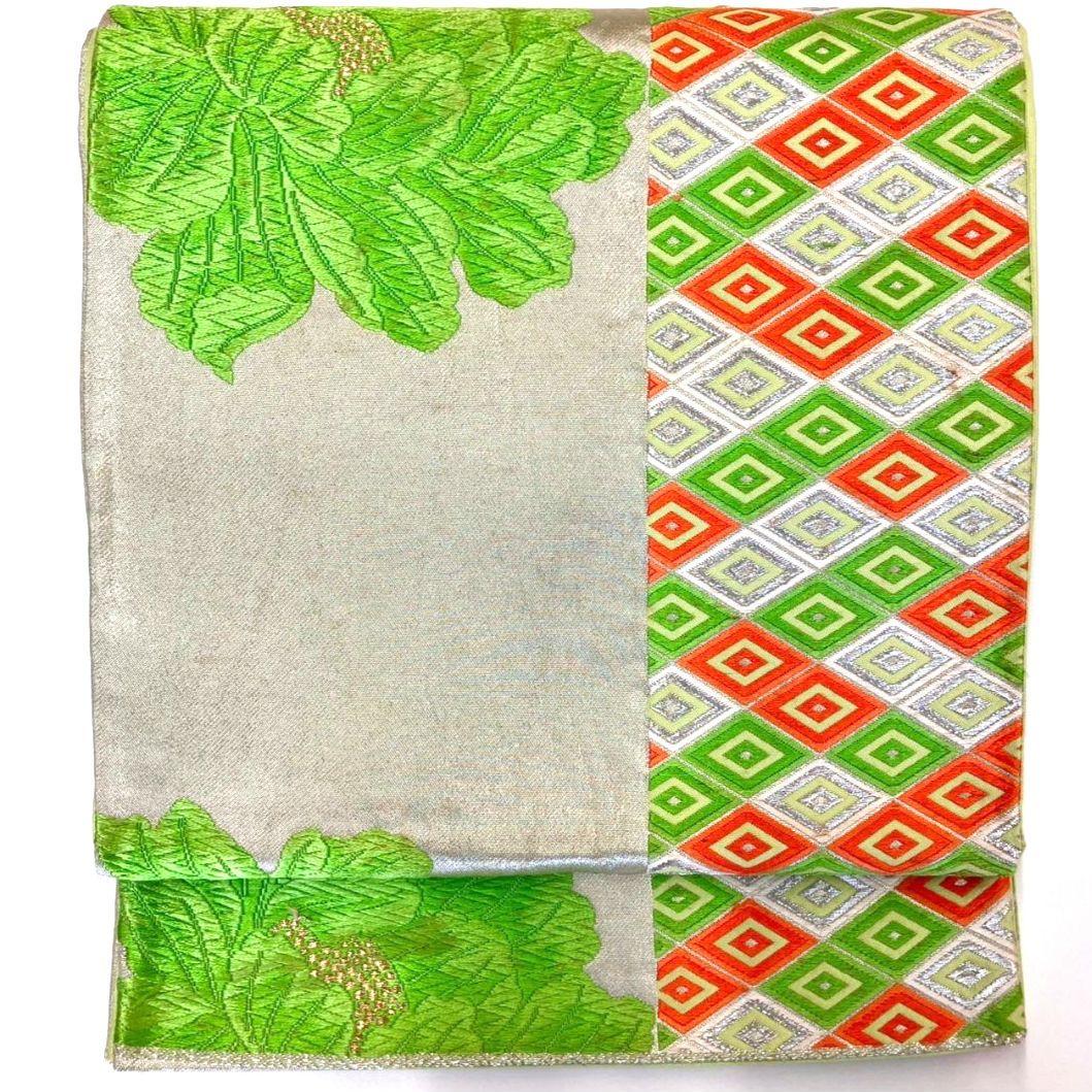 3025# Japanese Vintage Fukuro Obi Belt Kimono Fabric Silk Traditional Embroidery