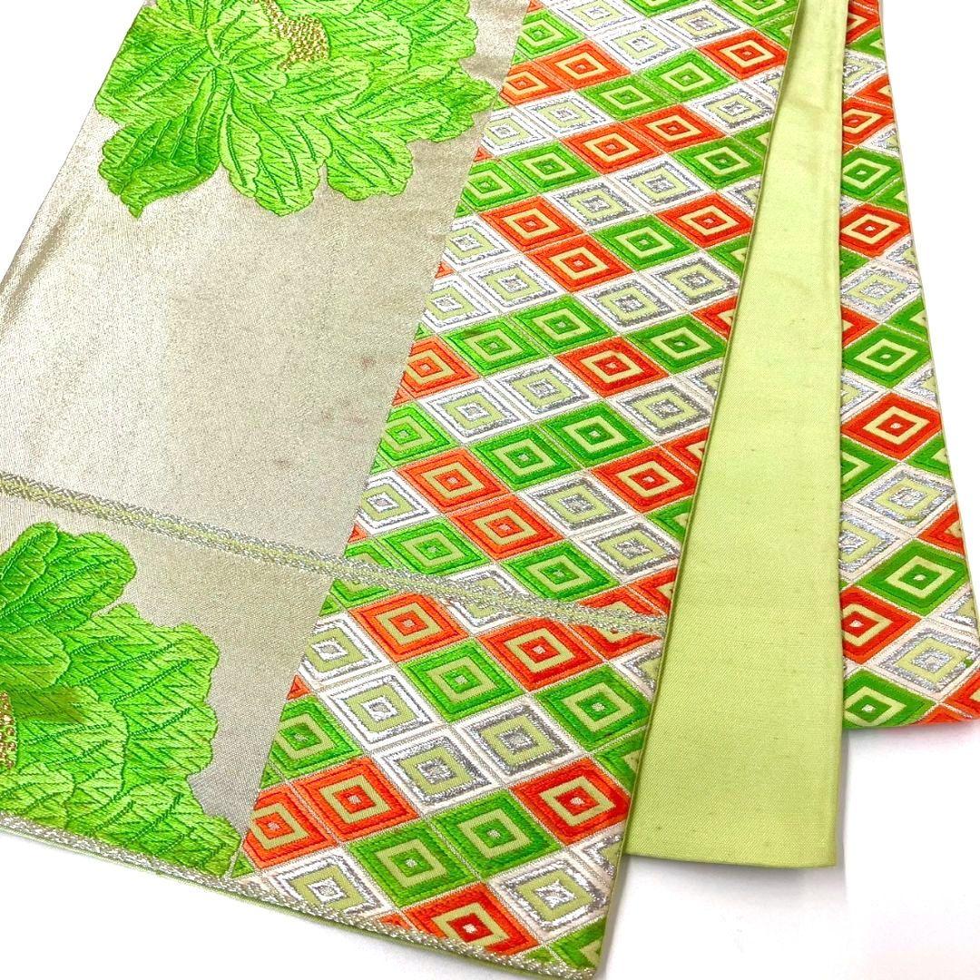 3025# Japanese Vintage Fukuro Obi Belt Kimono Fabric Silk Traditional Embroidery