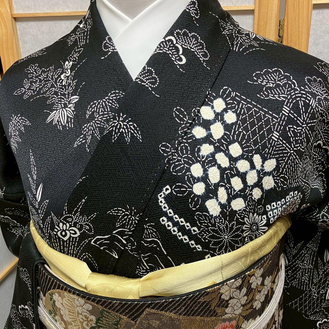 4363# Japanese Kimono Vintage Womens Silk Fabric Robe Kimono only sold Shibori