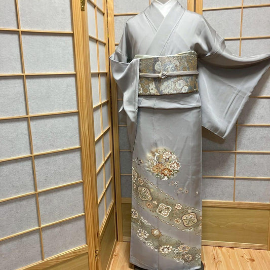 4418# Japanese Tomesode Kimono Vintage Womens Silk Fabric Robe Kimono only sold