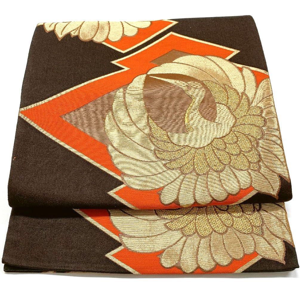 5045# Japanese Vintage Fukuro Obi Belt Kimono Fabric Silk Traditional