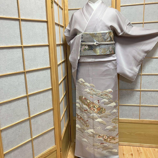 4373# Japanese Tomesode Kimono Vintage Womens Silk Fabric Robe Kimono only sold