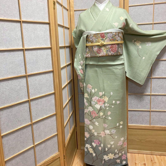 3937# Japanese Kimono Vintage Womens Silk Fabric Robe Kimono only sold