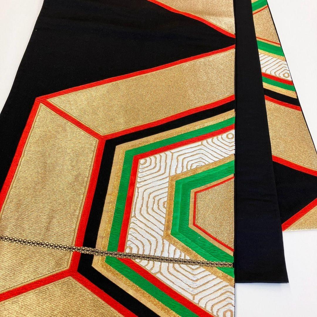 3101# Japanese Vintage Fukuro Obi Belt Kimono Fabric Silk Traditional Black