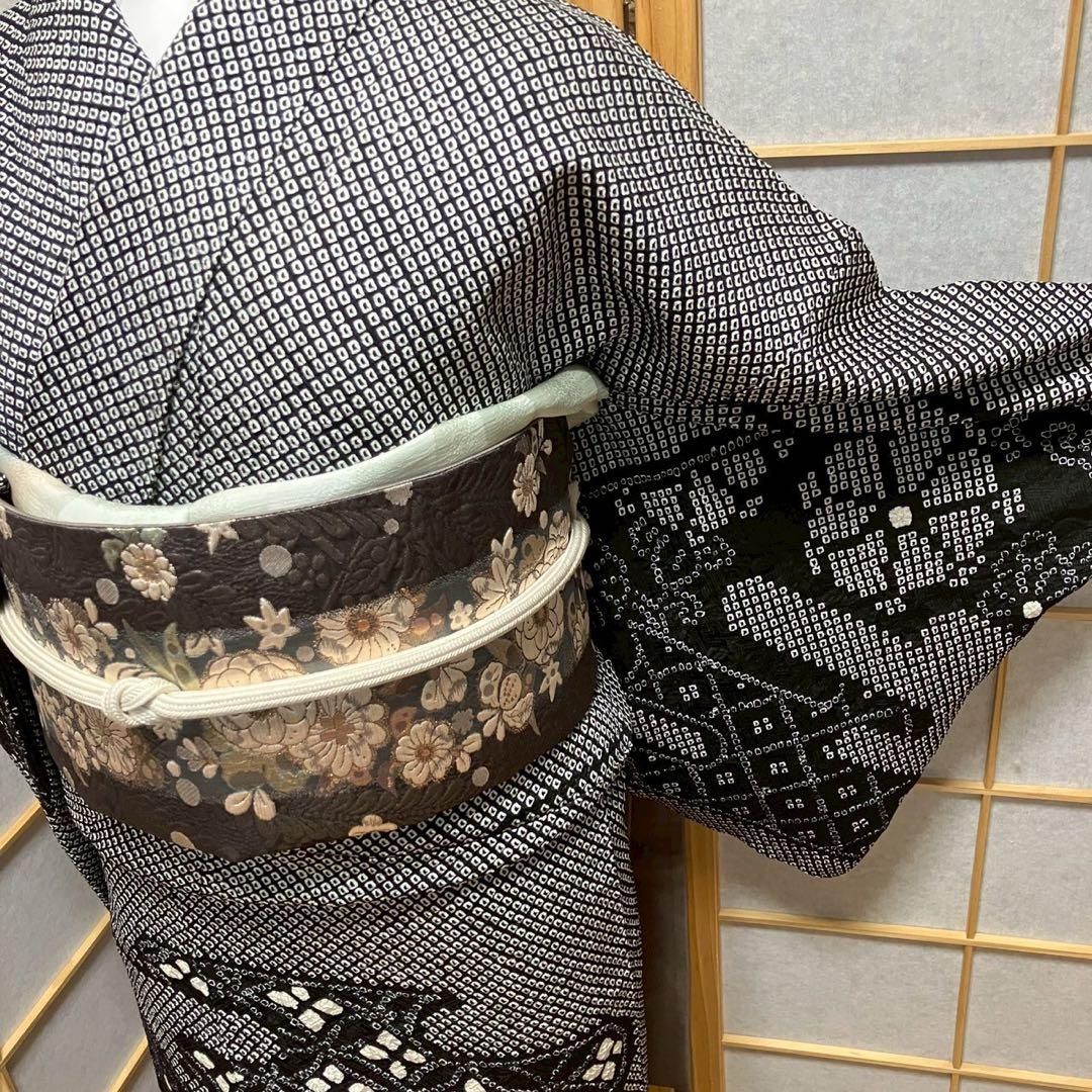 8089# Japanese Kimono Vintage Womens Silk Fabric Robe Kimono only sold Shibori