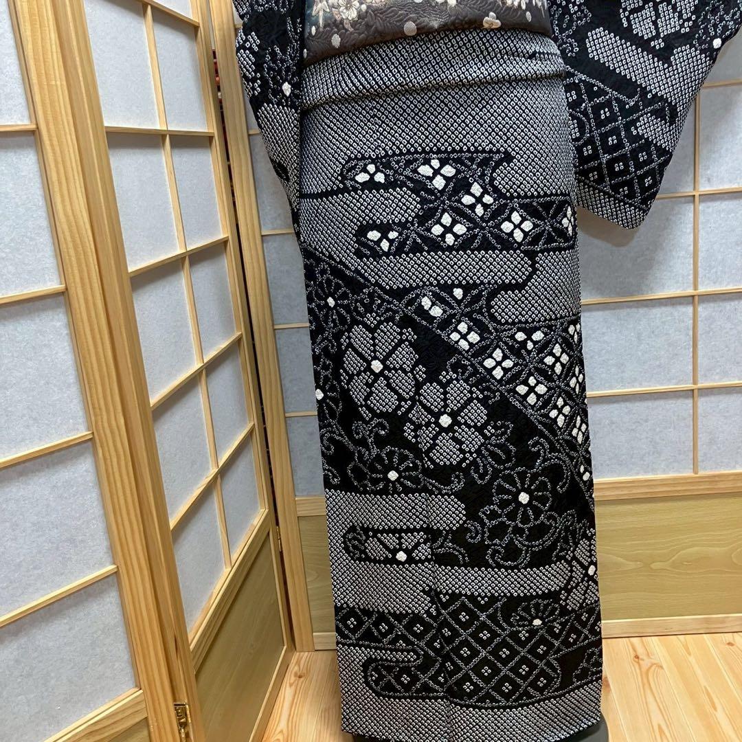 8089# Japanese Kimono Vintage Womens Silk Fabric Robe Kimono only sold Shibori